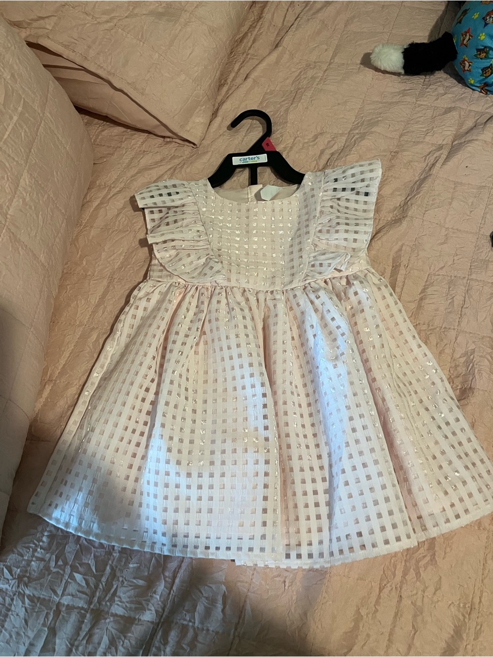 Carter's Light Pink and White Checkered Party Dress
